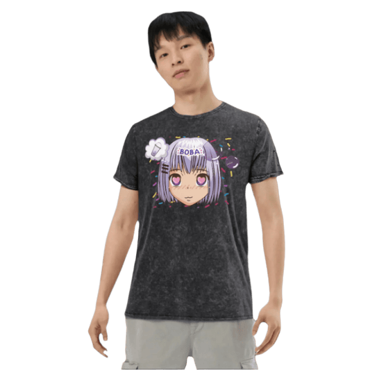 LITFIT Anime Boba T-Shirt | Cute Denim Design - LitFit - T-Shirt